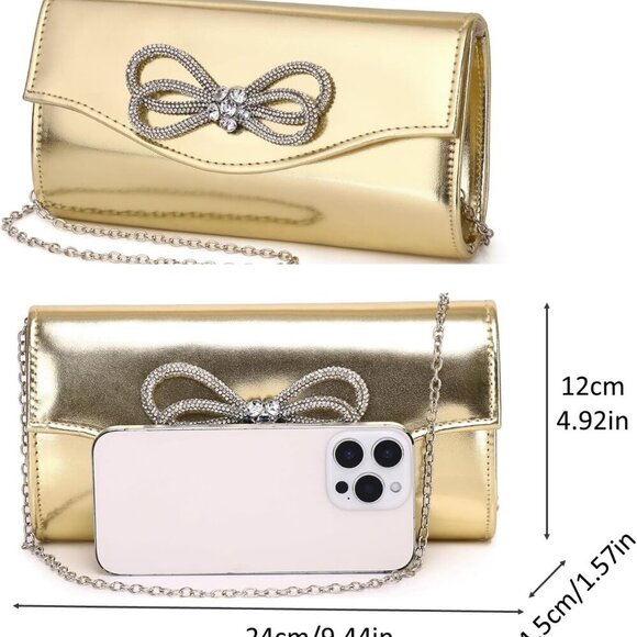 Stylish Gold Clutch Purse with Satin Lining - Radiant Finish for All Occasions - Picture 5 of 9